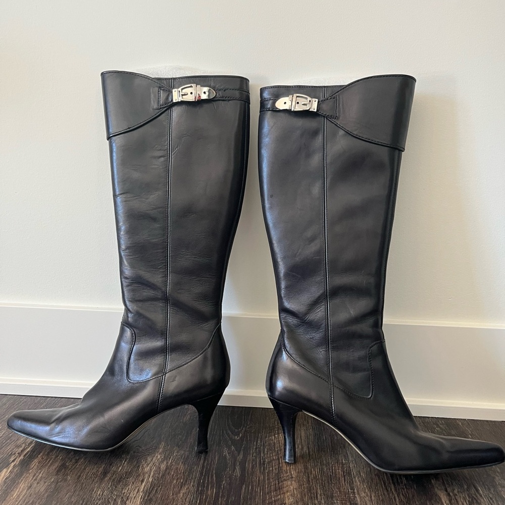 Black Leather Knee-High Boots- Size 9.5